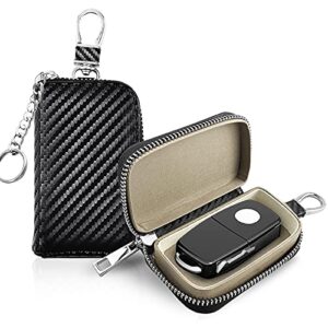 hcozy 2 pack faraday cage car key case rfid key fob protector anti-theft pouch signal blocking key bag anti-hacking case blocker car rfid gps signal shielding bag for car keys(2 pack black), 6*10*6