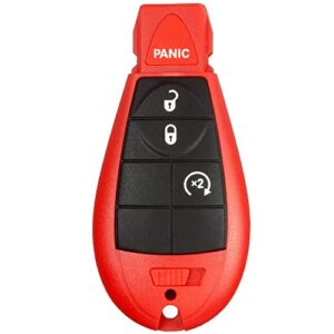 1 new red keyless entry 4 buttons remote start car key fob m3n5wy783x, iyz-c01c 56046707ae for dodge challenger charger durango town country grand caravan journey & ram