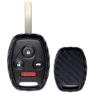 ijdmtoy carbon fiber pattern soft silicone key fob cover case compatible with honda accord civic crv crz fit insight pilot odyssey ridgeline, etc 2 3 4 button key