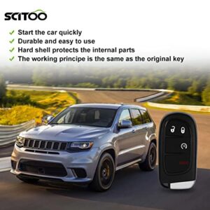 SCITOO Keyless Entry Remote Key Fob SHELL CASE Replacement for 4 Buttons Uncut Car Key for Jeep for Cherokee 2014-2018 1pc FCC GQ4-54T GQ454 GQ454