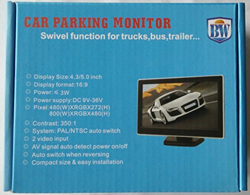 BW 5" High Resolution HD 800 * 480 (no 320 * 240) Car TFT LCD Monitor Screen with 2ch Video for Car Rearview Backup Cameras/Car DVD/VCD/GPS/Other Video Equipment