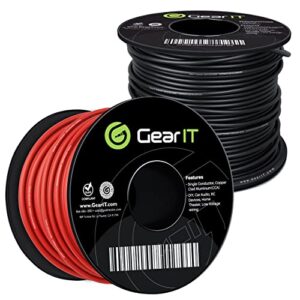 gearit 16 gauge wire (100ft each – black/red) copper clad aluminum cca – primary automotive power/ground for battery cable, car audio, trailer harness, electrical – 200 feet total 16ga awg wire