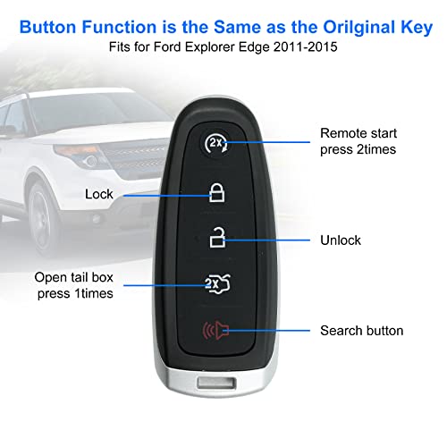 Car Key Fob Replacement Keyless Entry Remote Control Fits for Ford Edge Explorer 2011-2015 Expedition Focus Flex Taurus 2013-2019 Lincoln MKS MKT MKX Navigator M3N5WY8609 1piece