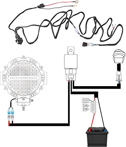 LightBoss Wiring Harness, 2 Leads 14AWG 9Feet 40A LED Fog Light Loom Kit On/Off Relay Switch for 12V Lights Work Bar Pods Rocker Laser on Jeep Boat Trucks (Wiring12Vx1-1)