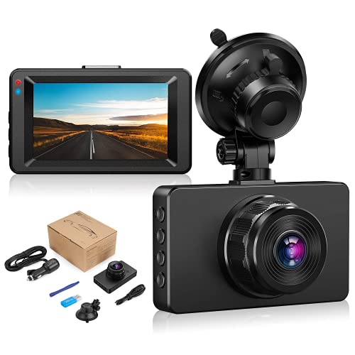 Dashcam【2022 New Version】Dash Camera for cars 1080P Full HD DVR Dashboard Camera 3"IPS Screen Driving Recorder 170°Wide Angle Lens Night Vision G-Sensor Loop Recording Motion Detection Parking Monitor