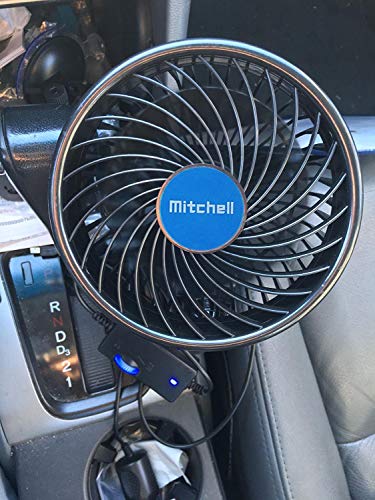 Alagoo Car Fan 6'' 12V Fan Cool Gadgets Clip Fan for Front Rear Seat Passenger Portable Car Seat Fan Electric Car Fans Quiet Car Air Conditioner with Cigarette Lighter Plug for Car/Vehicle SUV, RV