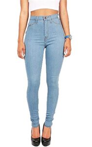andongnywell super high waisted stretchy skinny jeans denim pants (sky blue,x-small)