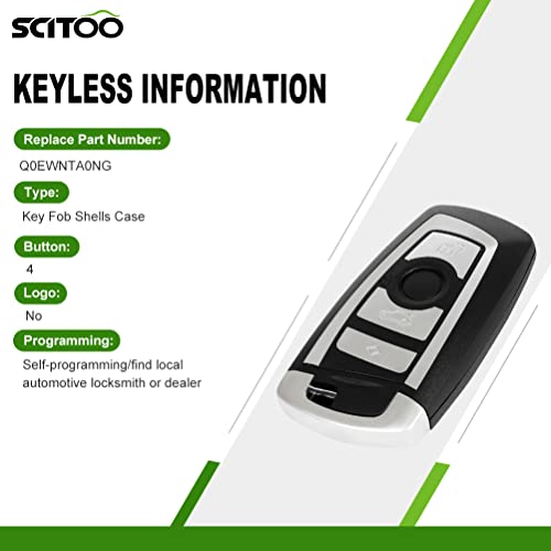 SCITOO Keyless Entry Remote Key Fob SHELL CASE Replacement for BMW M4 M5 528i 428i xDrive 750i 1pc FCC Q0EWNTA0NG Q0EWNTA0NG 4 Buttons