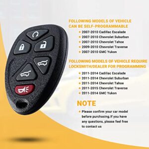 Car Key Fob Keyless Entry Remote 6 Button Compatible with Chevy Tahoe| Suburban| GMC Yukon| Yukon XL1500 2500| Cadillac Escalade ESV| EXT Key Replacement OUC60221 OUC60270