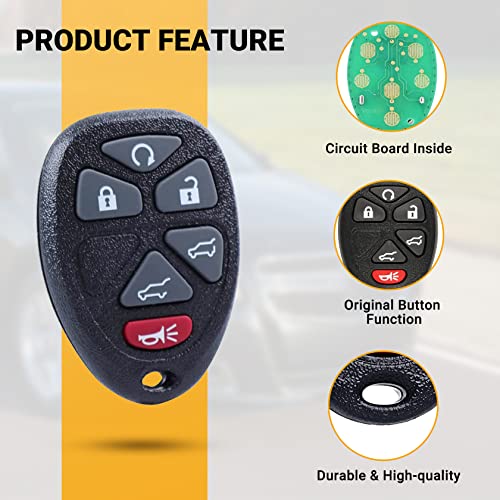 Car Key Fob Keyless Entry Remote 6 Button Compatible with Chevy Tahoe| Suburban| GMC Yukon| Yukon XL1500 2500| Cadillac Escalade ESV| EXT Key Replacement OUC60221 OUC60270