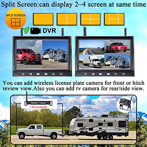 LeeKooLuu RV Backup Camera Wireless HD 1080P 7 Inch DVR Touch Key Monitor 2 Rear View Cameras Adapter for Furrion Pre-Wired RVs Trailers Campers Trucks IP 69 Waterproof Night Vision LK9