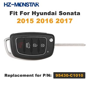 HZ-MONSTAR 4 Buttons Remote Flip Key Fob, Car Key Fob Keyless Entry Remote Compatible with Hyundai 2015 2016 2017 Sonata OEM Remote Key, P/N: 95430-C1010/433 MHz TQ8-RKE-4F16