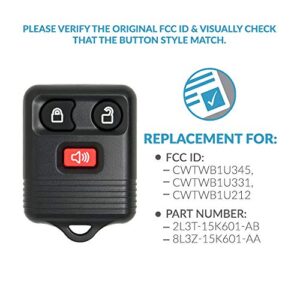 Keyless2Go Replacement for Keyless Entry Car Key Fob Vehicles That Use 3 Button CWTWB1U331, Self-Programming - 2 Pack