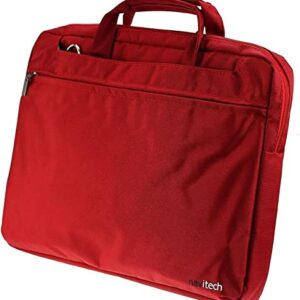 Navitech Red Sleek Water Resistant Travel Bag - Compatible with NAVISKAUTO 14" Large Screen Portable Car Blu Ray DVD Player
