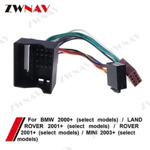 ZWNAV ISO Car Radio Wire Cable Wiring Harness Stereo Adapter Connector Adaptor Plug Power and LoudspeakerFit for BMW 2000+, Land Rover 2001+, Rover 2001+, Mini 2003+, (Selected Models)