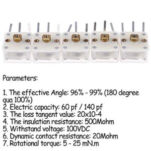 Acxico 5Pcs 223p Duplex Radio Variable Capacitor 60pf/140pf 2.1mm Hole Shaft for Pocket Radio Accessories