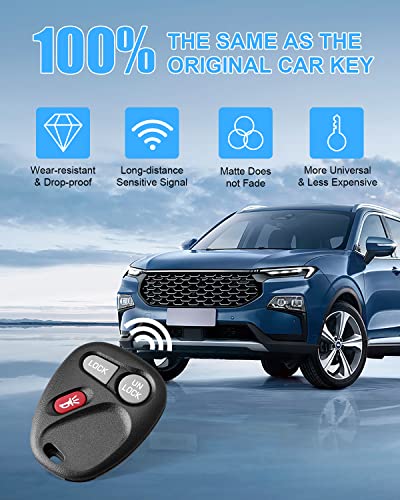 Keyless Entry Remote Control Car Key Fob Replacement for Chevy S10 Silverado Suburban Avalanche Tahoe, GMC Yukon Sonoma Sierra, Cadillac Escalade, 3 Button KOBLEAR1XT (2 Pack)