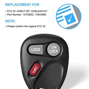 Keyless Entry Remote Control Car Key Fob Replacement for Chevy S10 Silverado Suburban Avalanche Tahoe, GMC Yukon Sonoma Sierra, Cadillac Escalade, 3 Button KOBLEAR1XT (2 Pack)