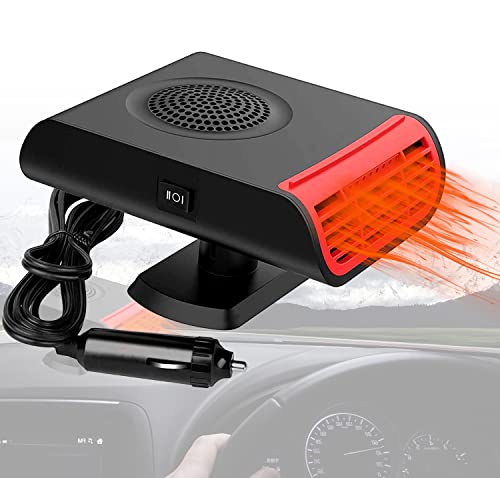 Car Heater,12V Fast Heating Defrost Defogger, 2 in1 Fast Heating or Cooling Fan Car Heater That Plugs into Cigarette Lighter,Portable Automobile Windscreen Fan for All Cars!