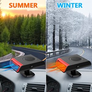 Car Heater,12V Fast Heating Defrost Defogger, 2 in1 Fast Heating or Cooling Fan Car Heater That Plugs into Cigarette Lighter,Portable Automobile Windscreen Fan for All Cars!