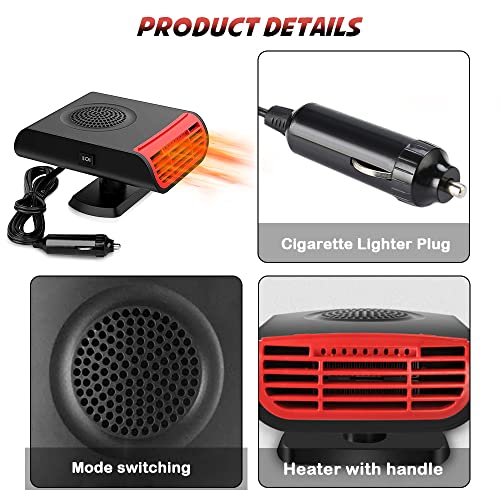 Car Heater,12V Fast Heating Defrost Defogger, 2 in1 Fast Heating or Cooling Fan Car Heater That Plugs into Cigarette Lighter,Portable Automobile Windscreen Fan for All Cars!