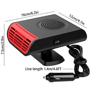 Car Heater,12V Fast Heating Defrost Defogger, 2 in1 Fast Heating or Cooling Fan Car Heater That Plugs into Cigarette Lighter,Portable Automobile Windscreen Fan for All Cars!