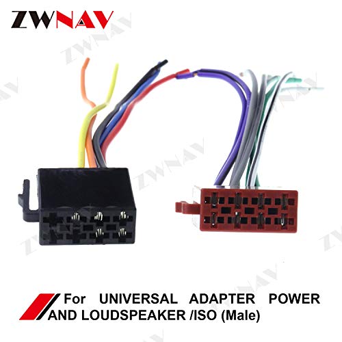 ZWNAV Universal ISO Car Radio Wire Cable Wiring Harness Stereo Adapter Connector Adaptor Plug Power and Loudspeaker (Male)