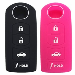 ezzy auto black and hot pink silicone rubber key fob case key covers key jacket skin protector fit for mazda 4 buttons key