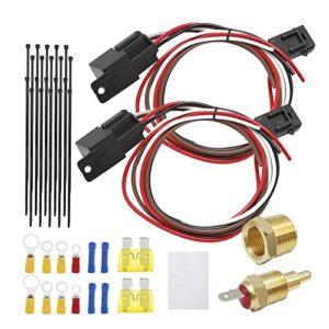 aynaxcol dual electric cooling fan wire harness kit electric fan relay kit radiator 185 on 165 off thermostat 50 amp relay new