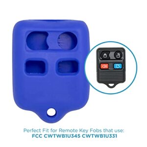 Keyless2Go Replacement for New Silicone Cover Protective Case for 4 Button Remote Key Fobs FCC CWTWB1U345 CWTWB1U331 - Blue