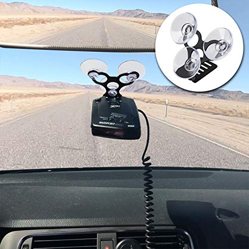 YiePhiot Windshield Suction Cup Mount Holder Compatible with Laser Detectors & Radar Escort Passport 7500 X80 X70 X50 Solo S4 SC 55 s75 Beltronics RX65 Red (Bracket & 6 Suction Cups)