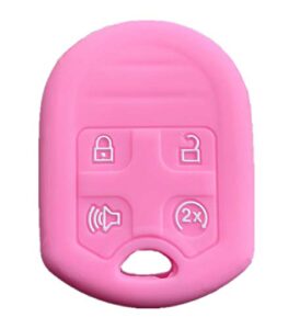 rpkey silicone keyless entry remote control key fob cover case protector replacement fit for ford expedition f150 f250-350 lincoln navigator 164-r8073 cwtwb1u793(pink)