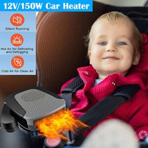 Car Heater, Portable Car Heater 12V 150W Car Windshield Defogger Fast Heating & Cooling Fan 2 in 1 Modes Fast Demisting Defroster for Cars SUV Truck and Trailer (Red1)