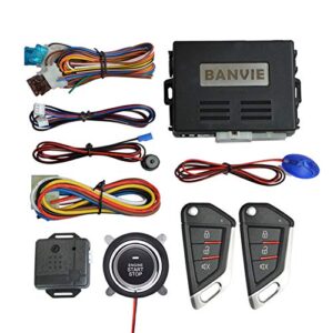 banvie car keyless entry security alarm system with remote engine start and push to start stop iginition button kit