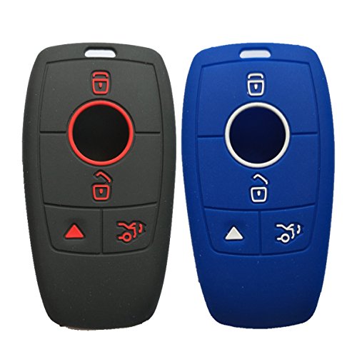 Alegender 2Pcs 4 Buttons Key Fob Cover Jacket Case Protector Holder for Mercedes-Benz 2019-2021 A-Class C-Class G-Class 2017-2020 E-Class S-Class