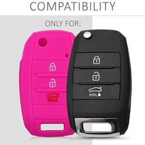 kwmobile Silicone Key Fob Cover Compatible with Kia 3-4 Button Car Key - Don't Touch My Key White/Dark Pink