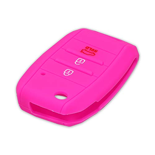 kwmobile Silicone Key Fob Cover Compatible with Kia 3-4 Button Car Key - Don't Touch My Key White/Dark Pink