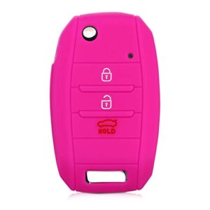 kwmobile Silicone Key Fob Cover Compatible with Kia 3-4 Button Car Key - Don't Touch My Key White/Dark Pink