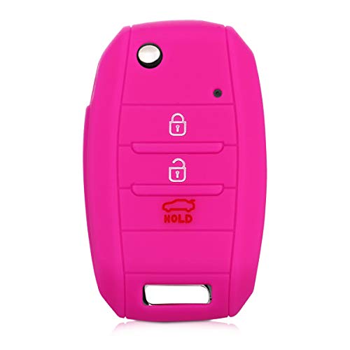 kwmobile Silicone Key Fob Cover Compatible with Kia 3-4 Button Car Key - Don't Touch My Key White/Dark Pink