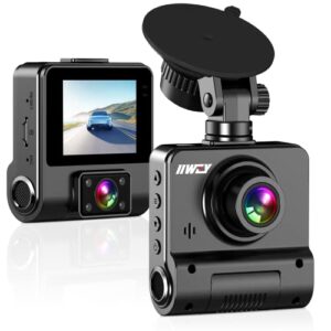 iiwey dash cam front and inside 1080p dual dash camera for cars with ir night vision, ips display car camera with loop recording, parking mode, g-sensor for taxi driver, max 128gb