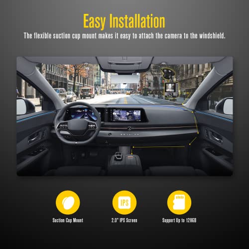iiwey Dash Cam Front and Inside 1080P Dual Dash Camera for Cars with IR Night Vision, IPS Display Car Camera with Loop Recording, Parking Mode, G-Sensor for Taxi Driver, Max 128GB