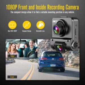 iiwey Dash Cam Front and Inside 1080P Dual Dash Camera for Cars with IR Night Vision, IPS Display Car Camera with Loop Recording, Parking Mode, G-Sensor for Taxi Driver, Max 128GB