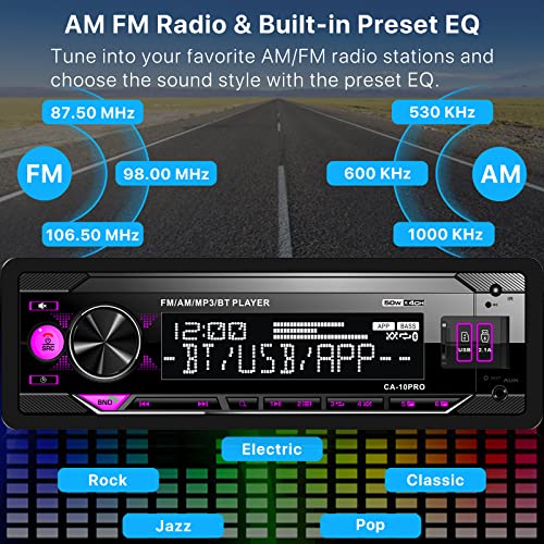 Single Din Car Stereo with Bluetooth: in Dash Digital Multimedia Receiver - Dual USB SD AUX Input | AM FM Car Radio | APP Control | Wireless Remote | Quick Charge