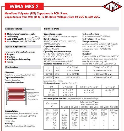 10PCS 0.1uf 100nf 104 100V WIMA MKS2 Audio Grade Metalized Polyester Capacitor