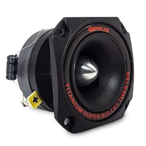 genius audio gpro-t09 1″, 35 watts rms – 150 watts max, pro audio titanium super bullet tweeter speaker, aluminum diaphragm car audio speaker, ferrite magnet, 4 ohms (1 speaker)