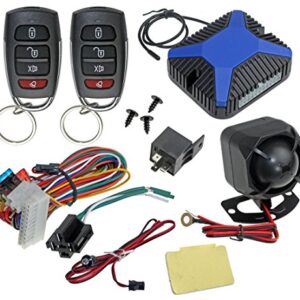 InstallGear Car Alarm Security & Keyless Entry System, Trunk Pop with Two 4-Button Remotes | Door Lock/Unlock, Key Fob. and Alarm | Keyless Entry System Kit for Car/Auto