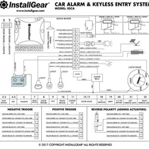 InstallGear Car Alarm Security & Keyless Entry System, Trunk Pop with Two 4-Button Remotes | Door Lock/Unlock, Key Fob. and Alarm | Keyless Entry System Kit for Car/Auto