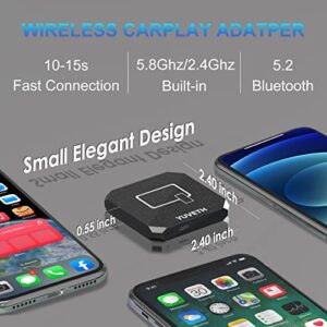 YUVETH Wireless CarPlay Adapter 2023 Newest Version, Wireless CarPlay Dongle Compatible with Apple iOS 12+ Auto Connect Plug Play for OEM Wired CarPlay Car Model 2017+ Support Online Update, Black