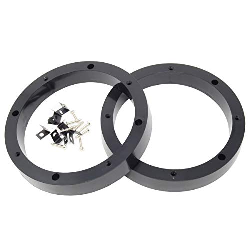 1 Pair 6.5" Plastic Speaker Spacer Rings - Subwoofer Mid Range Custom Installation Mounting Adapter