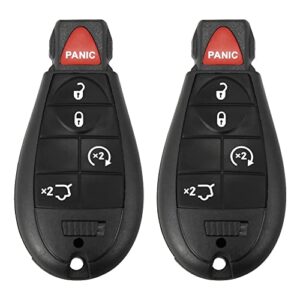 x autohaux 2pcs replacement keyless entry remote car key fob m3n5wy783x 433mhz for dodge grand caravan challenger charger for ram 1500 2500 5 button with door ke